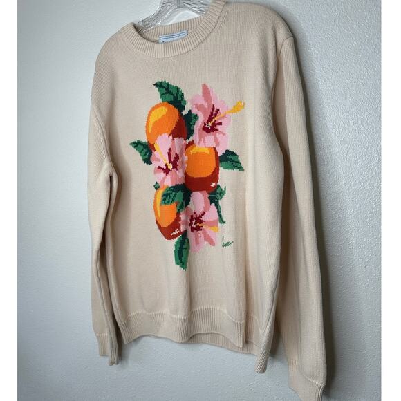 NWT Casablanca Cream Kapalia Oranges Graphic Intarsia Knit Sweater XXL - Picture 3 of 14